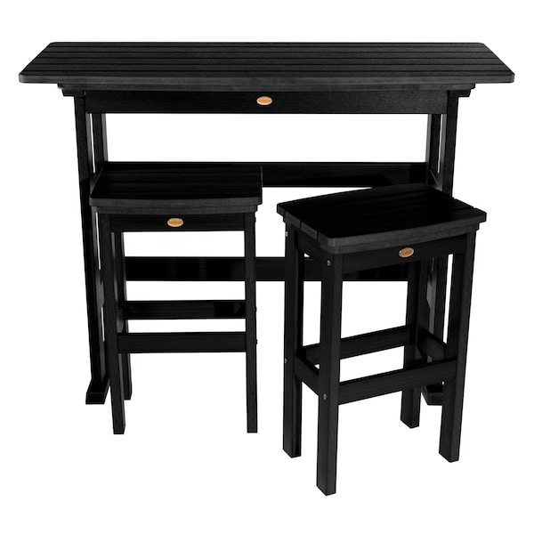 Highwood Usa Lehigh 3pc Bar Height Outdoor Patio Furniture Balcony Set AD-KITBALC2-BKE - main